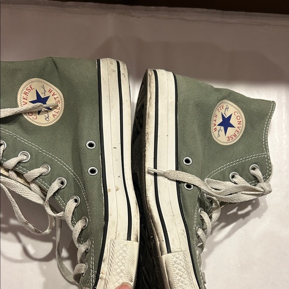 Converse Classic High-Tops in Olive with White Accents - Picture 2 of 4